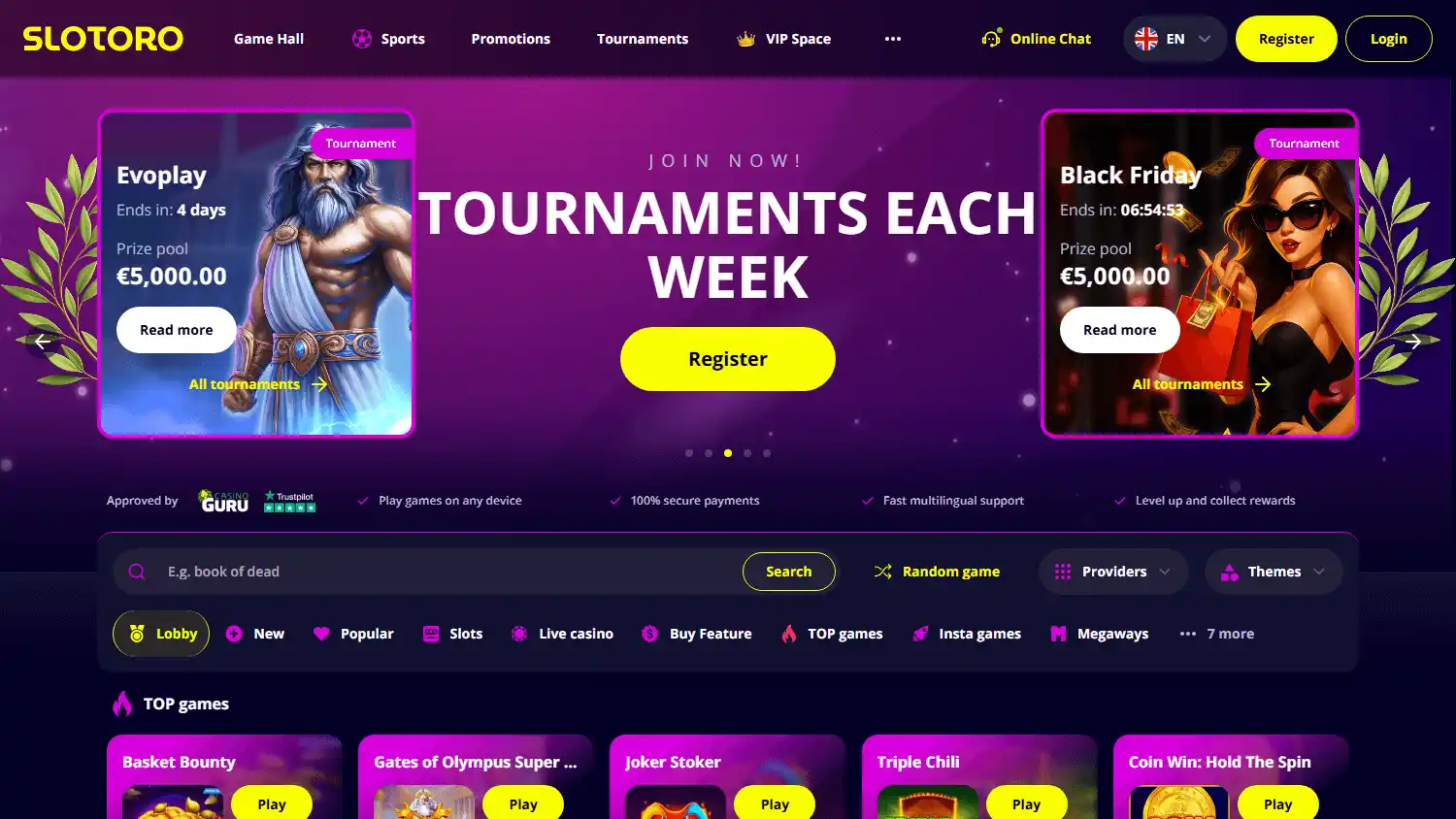 Slotoro Casino screenshot 1