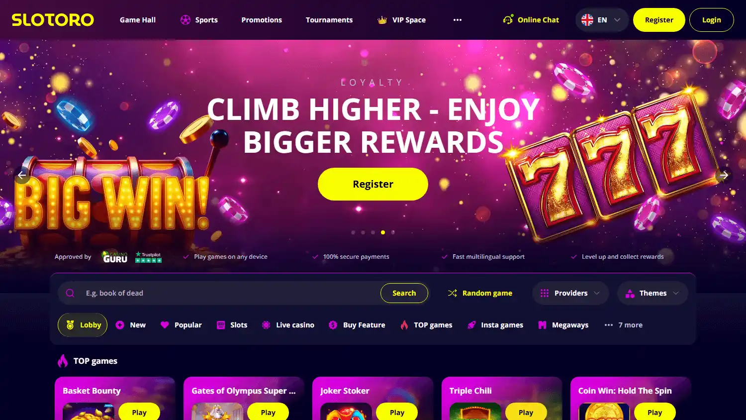Slotoro Casino screenshot 2