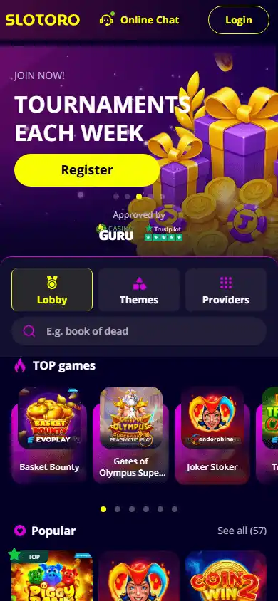 Slotoro Casino screenshot 4