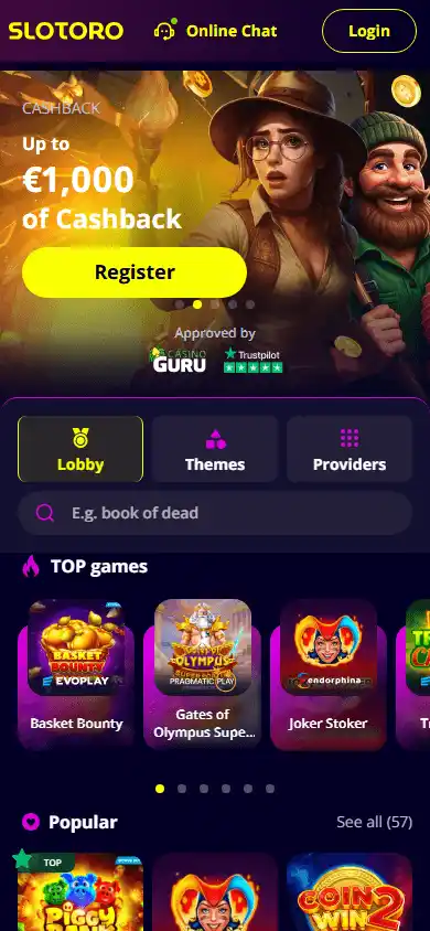 Slotoro Casino screenshot 5