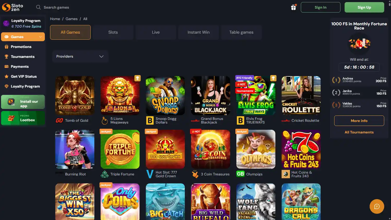 Slotozen Casino screenshot 2