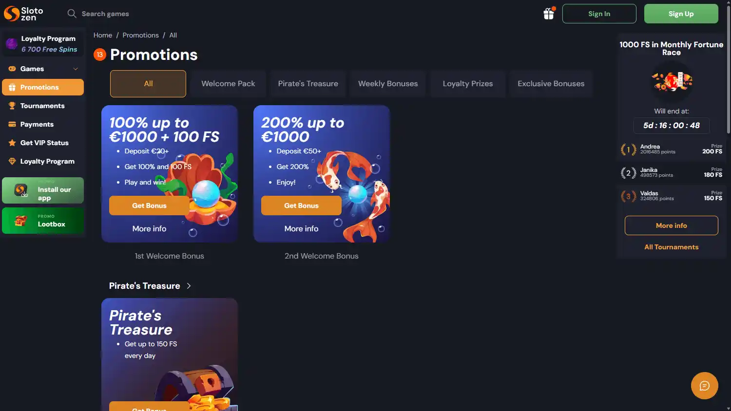Slotozen Casino screenshot 3