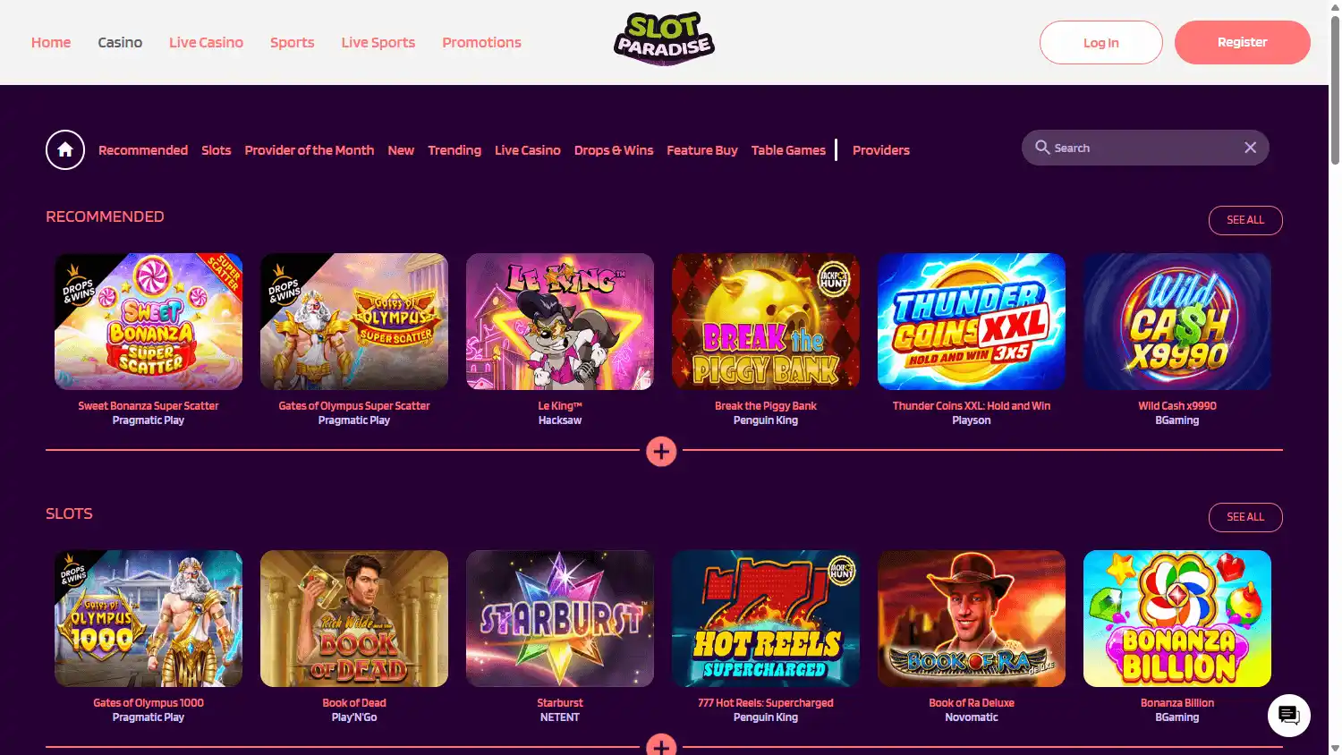 SlotParadise Casino screenshot 2