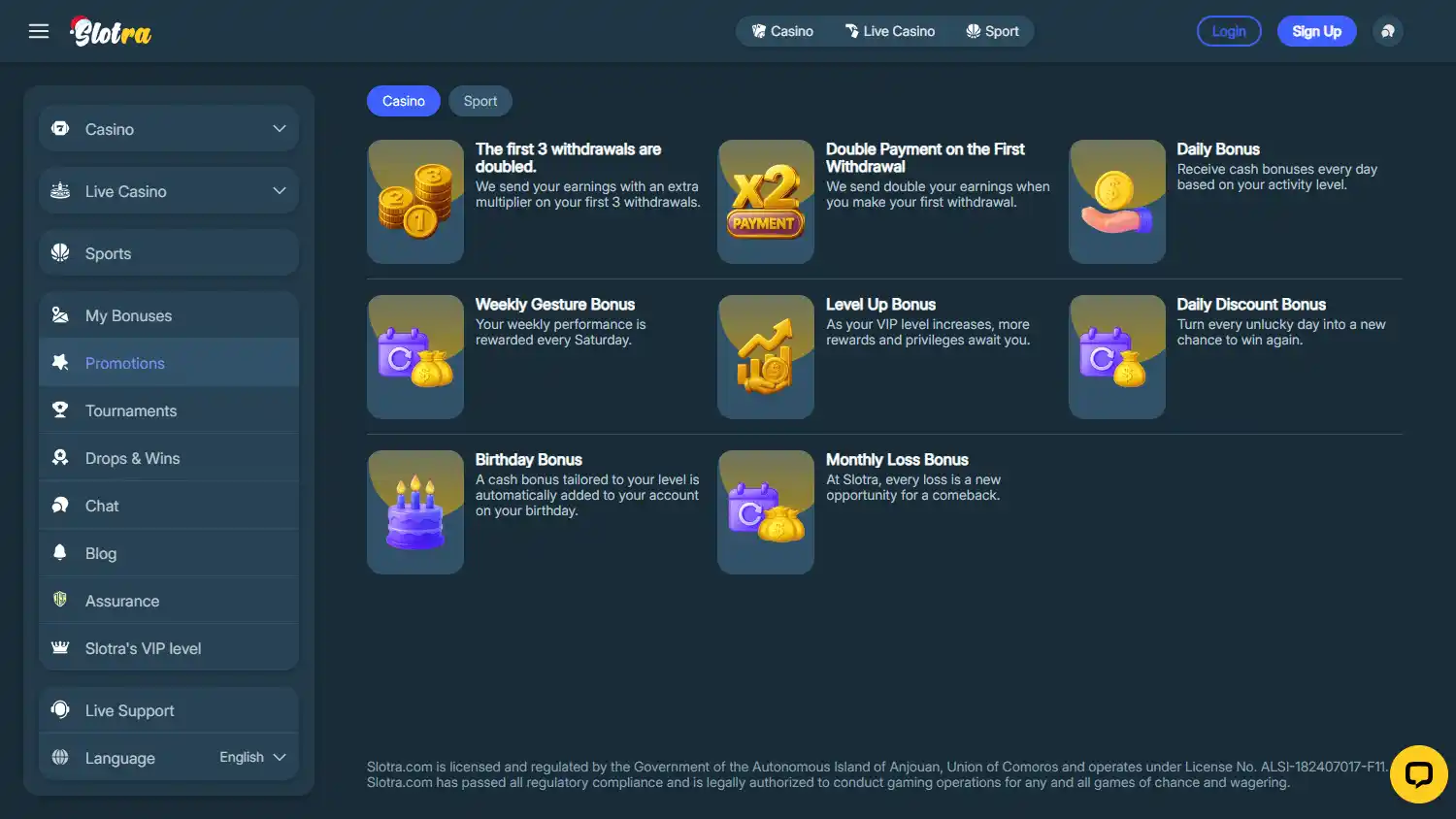 Slotra Casino screenshot 3