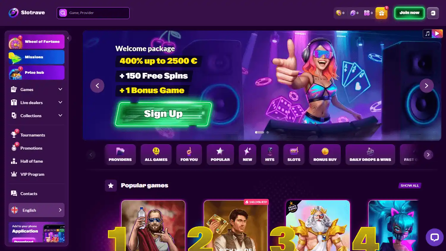 SlotRave Casino screenshot 1