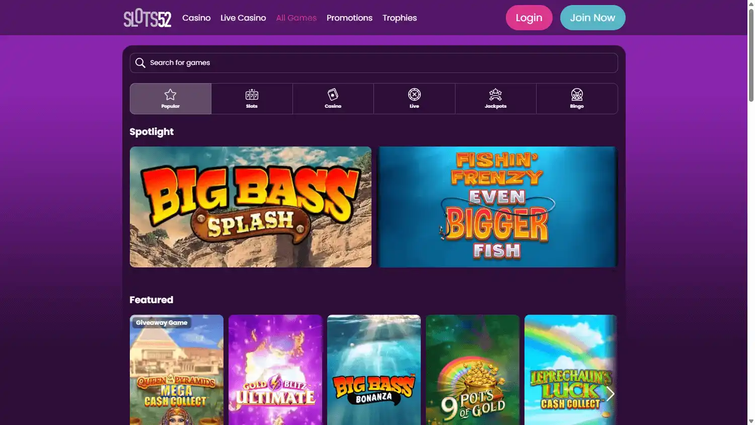 Slots52 Casino screenshot 2