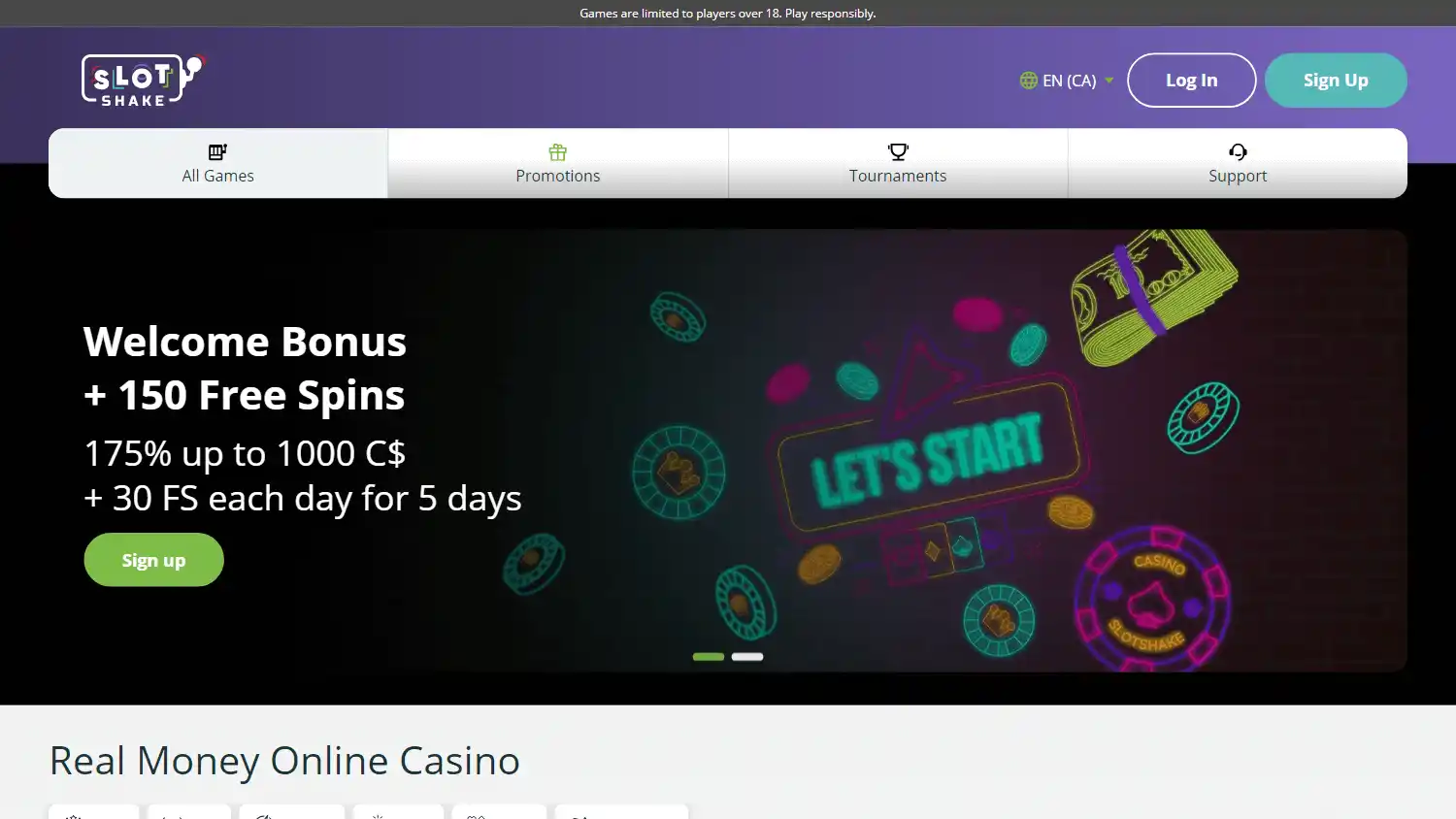 SlotShake Casino screenshot 1