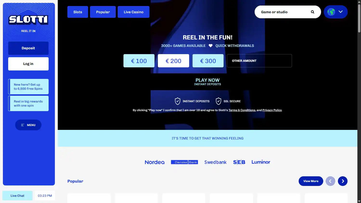 Slotti Casino screenshot 1