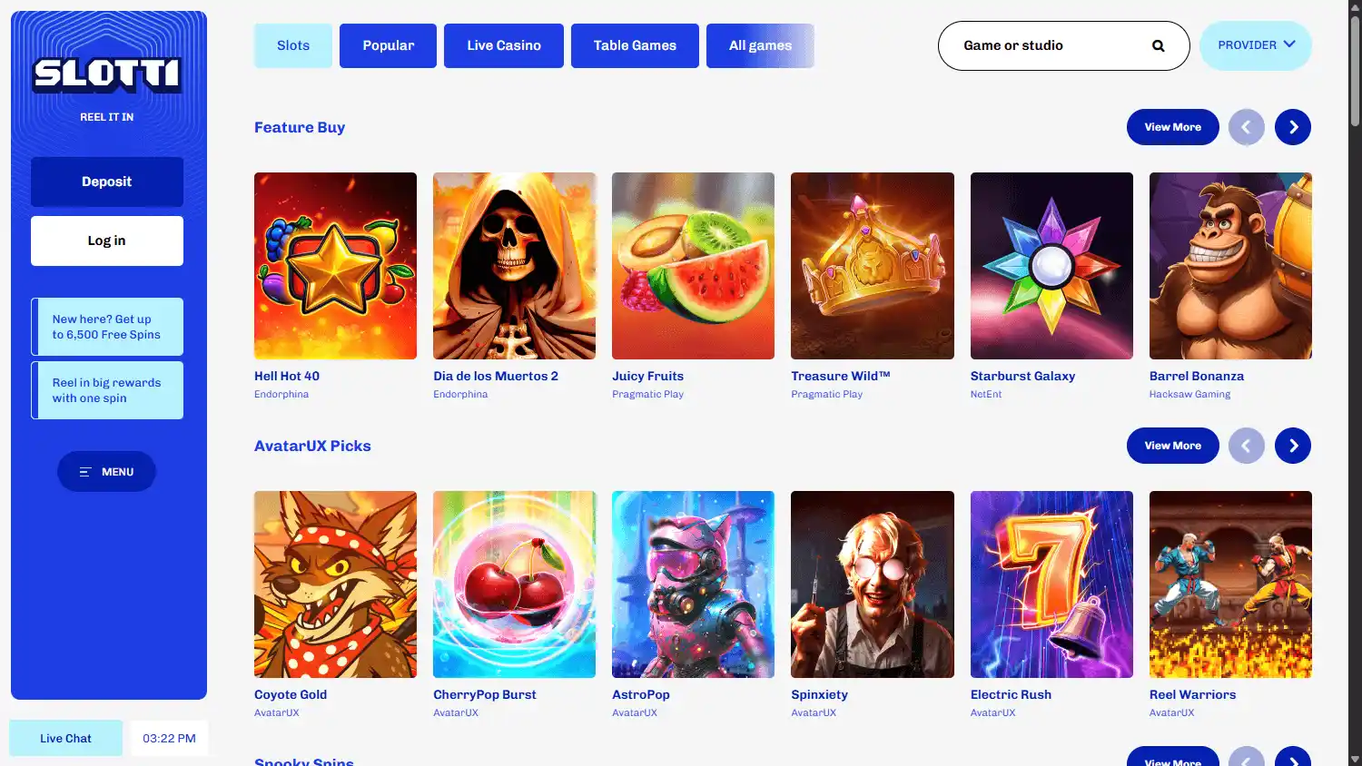 Slotti Casino screenshot 2