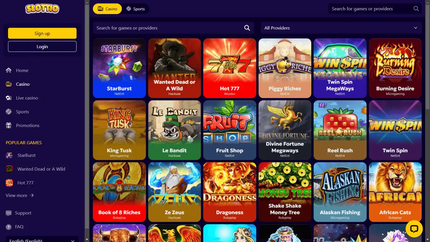 Slottio Casino screenshot 2