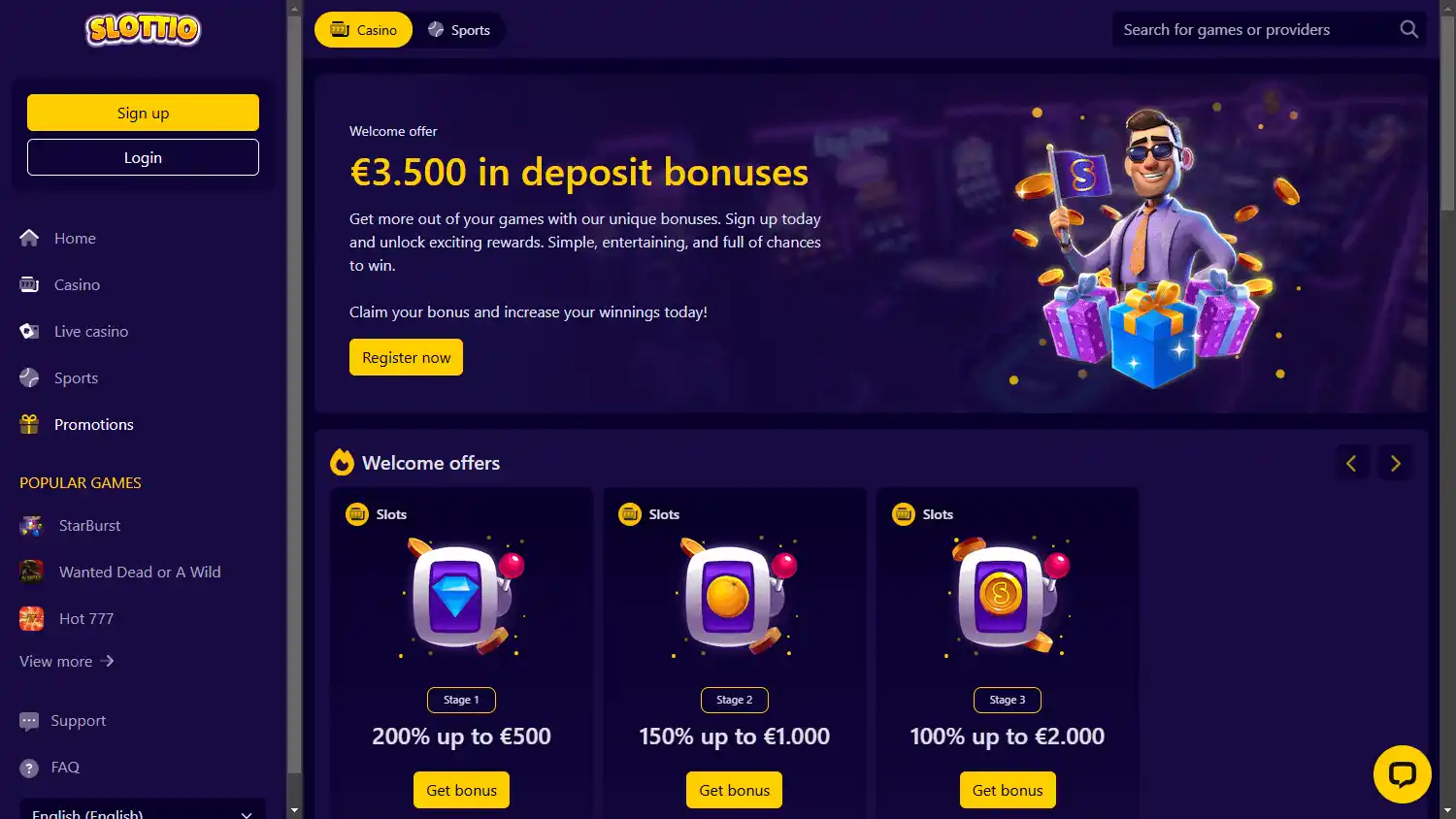 Slottio Casino screenshot 3