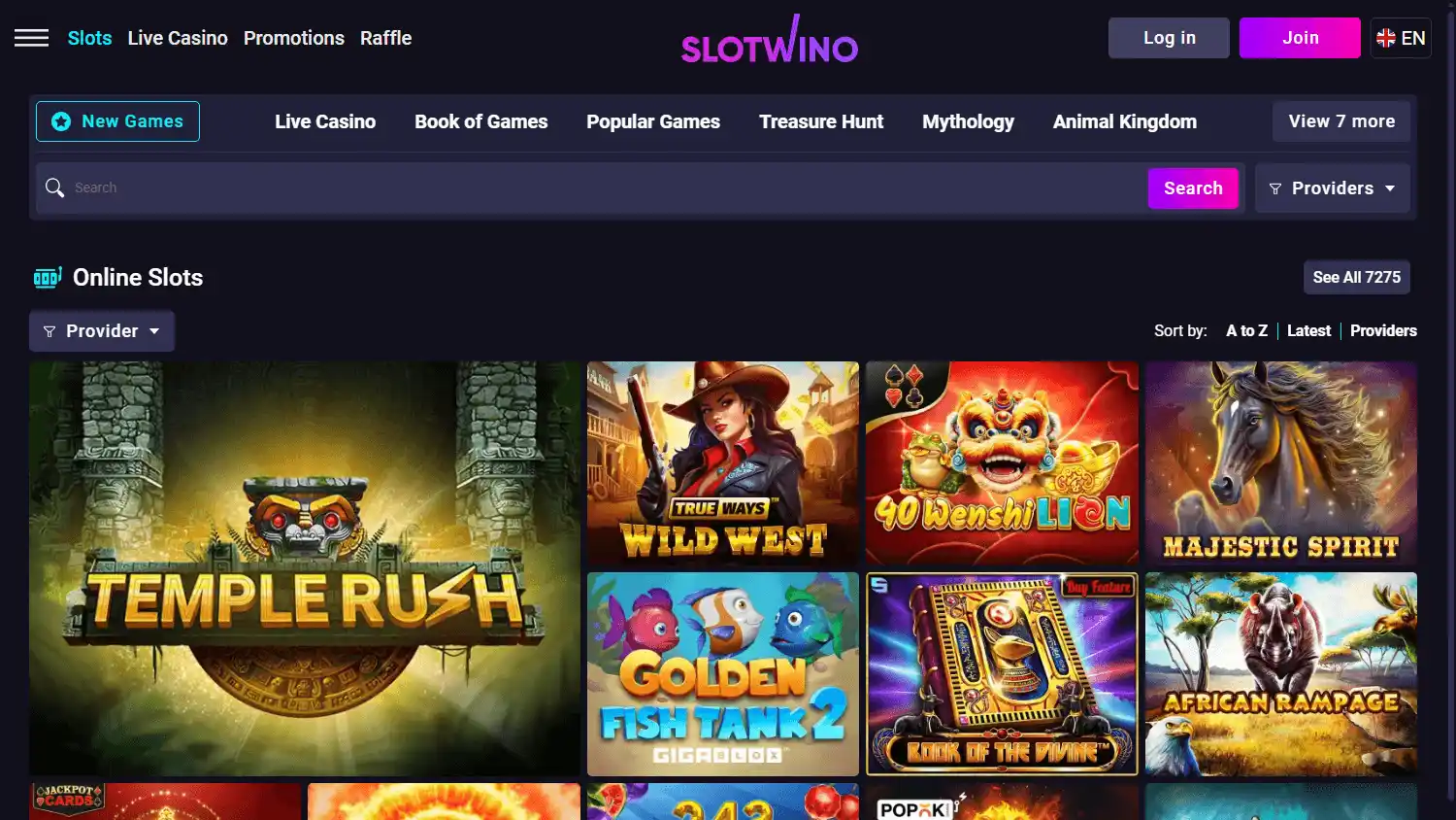 Slotwino Casino screenshot 2