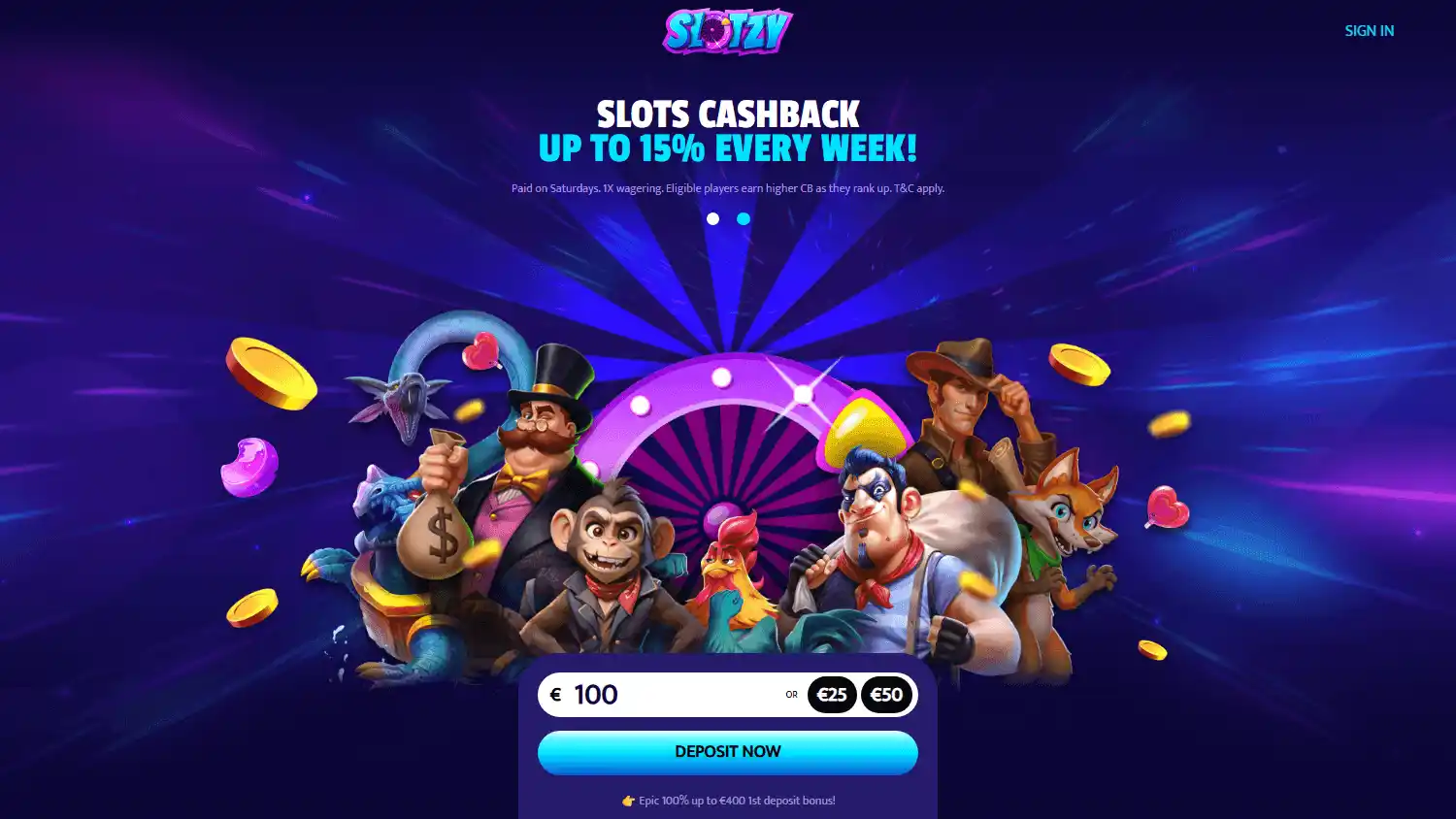 Slotzy Casino screenshot 1