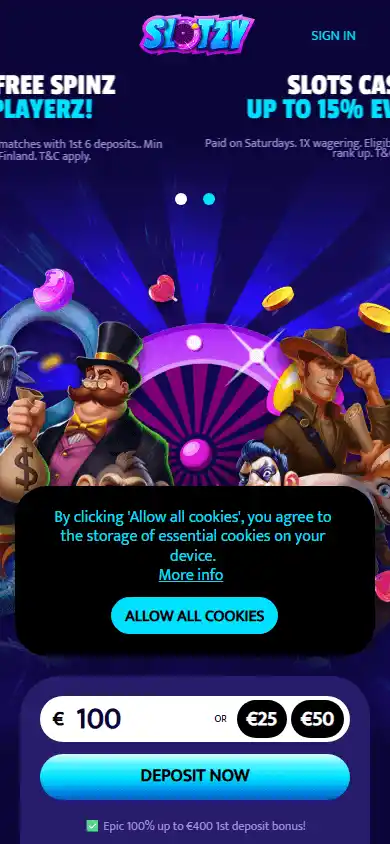 Slotzy Casino screenshot 4