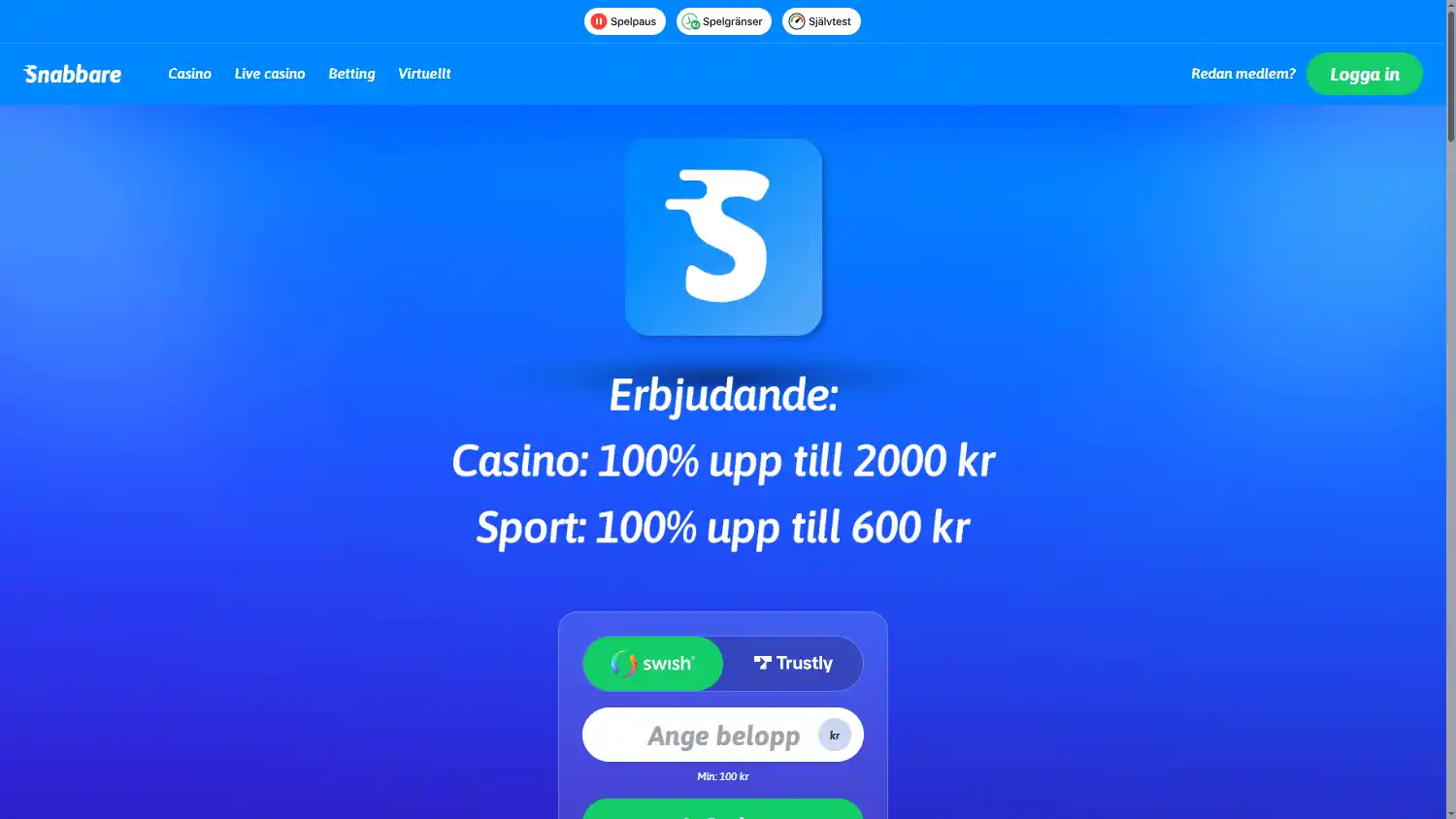Snabbare Casino screenshot 1