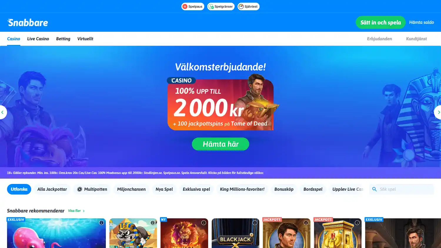 Snabbare Casino screenshot 2