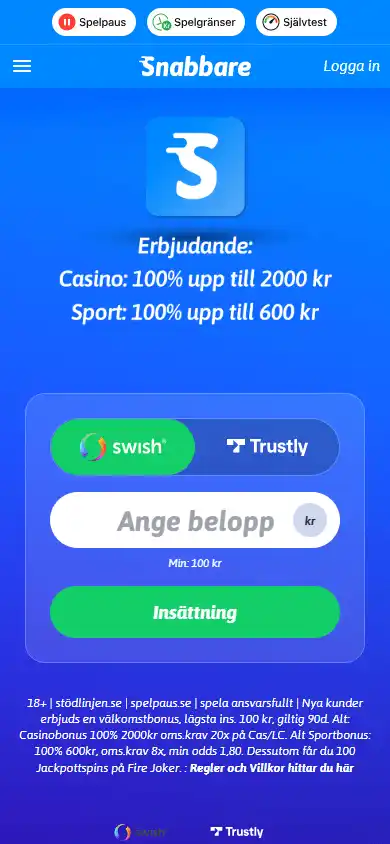 Snabbare Casino screenshot 4