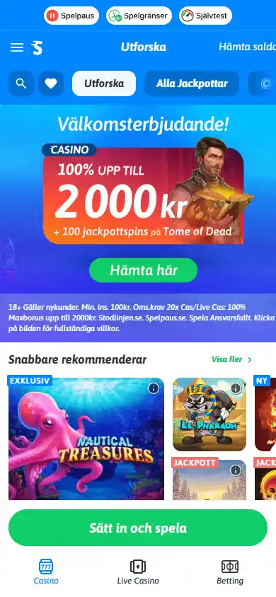 Snabbare Casino screenshot 5