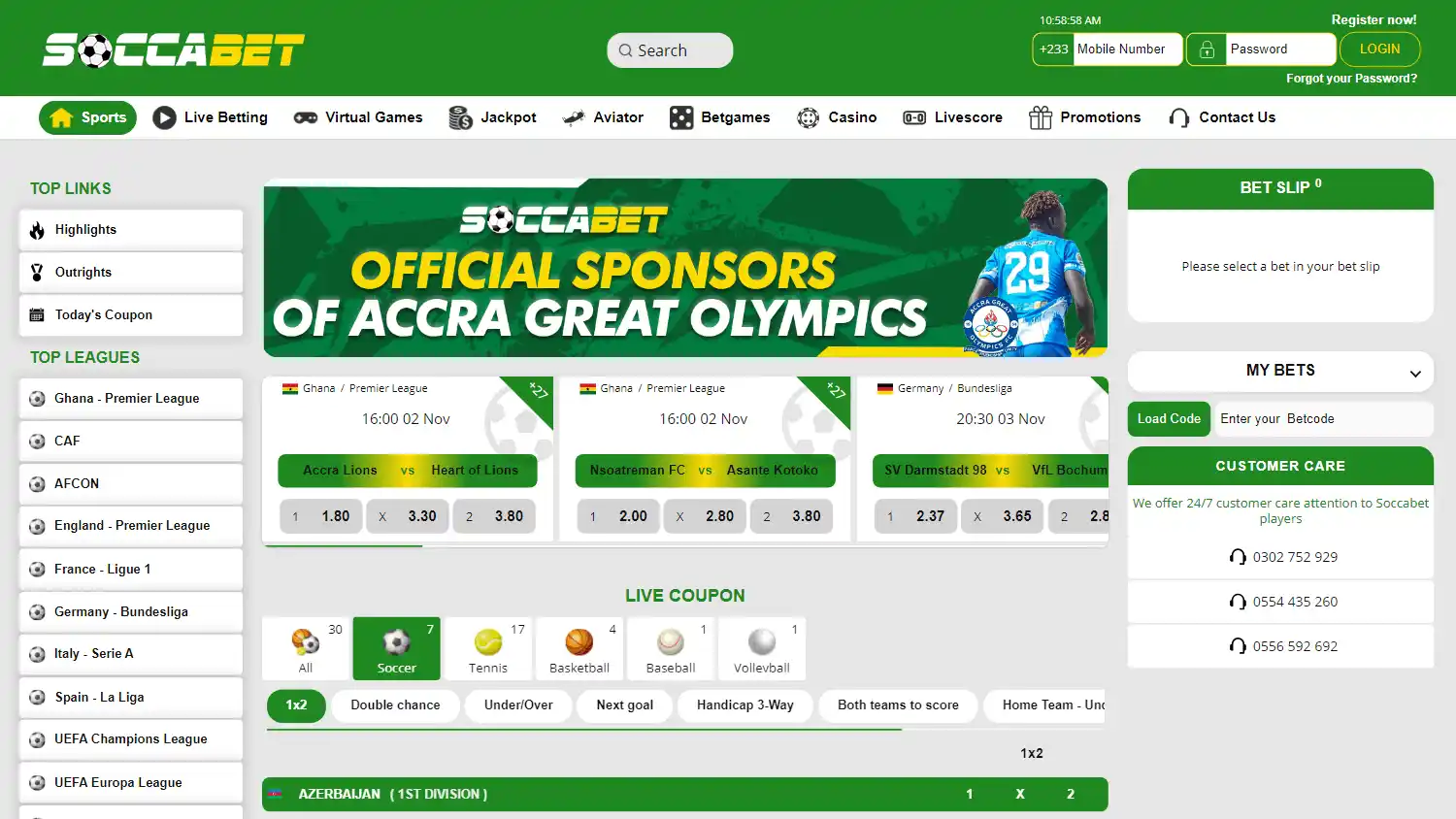 Soccabet Casino screenshot 1