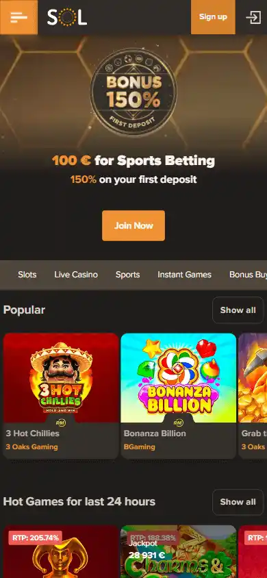 Sol Casino screenshot 2
