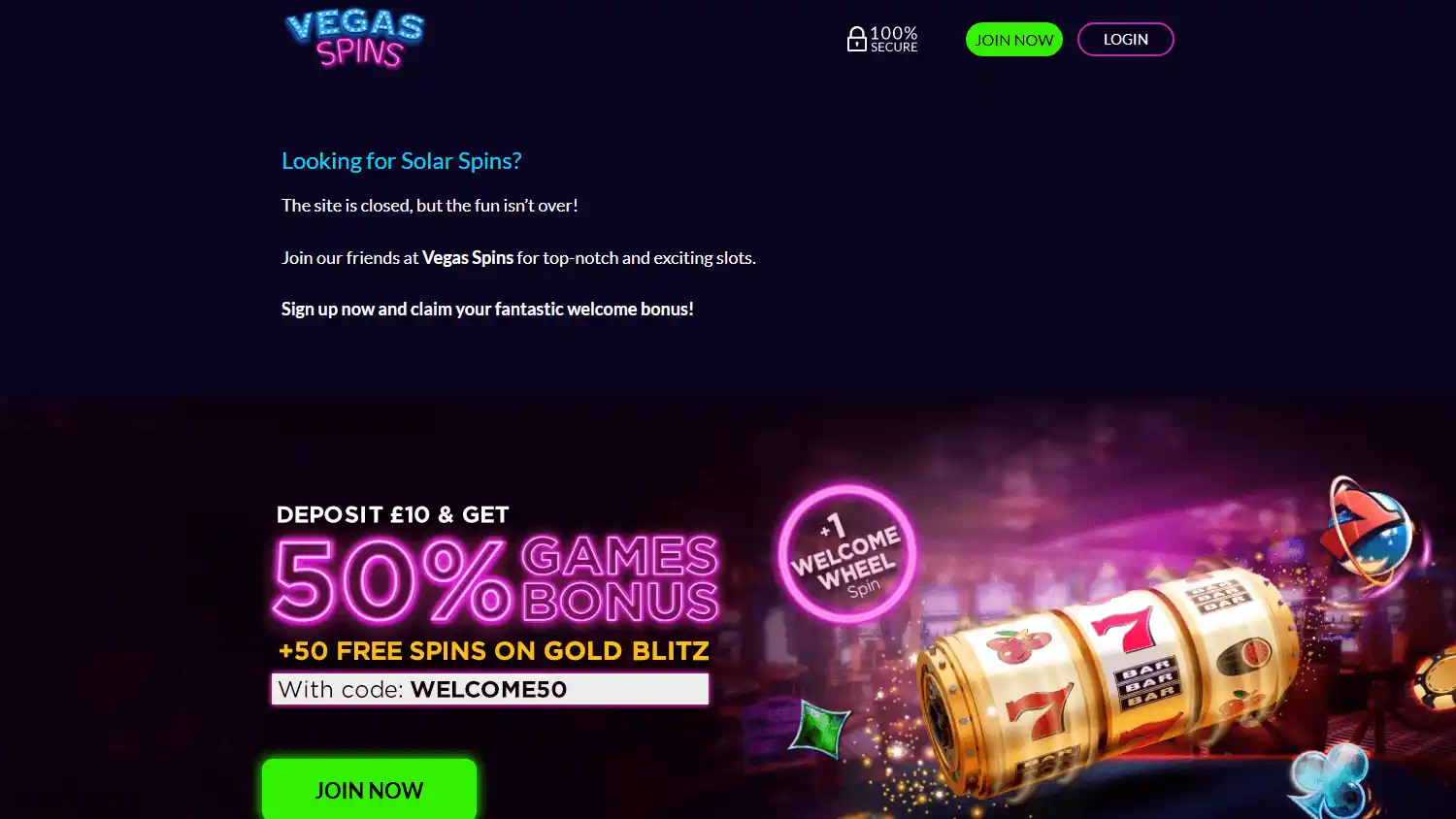 Solar Spins Casino screenshot 1