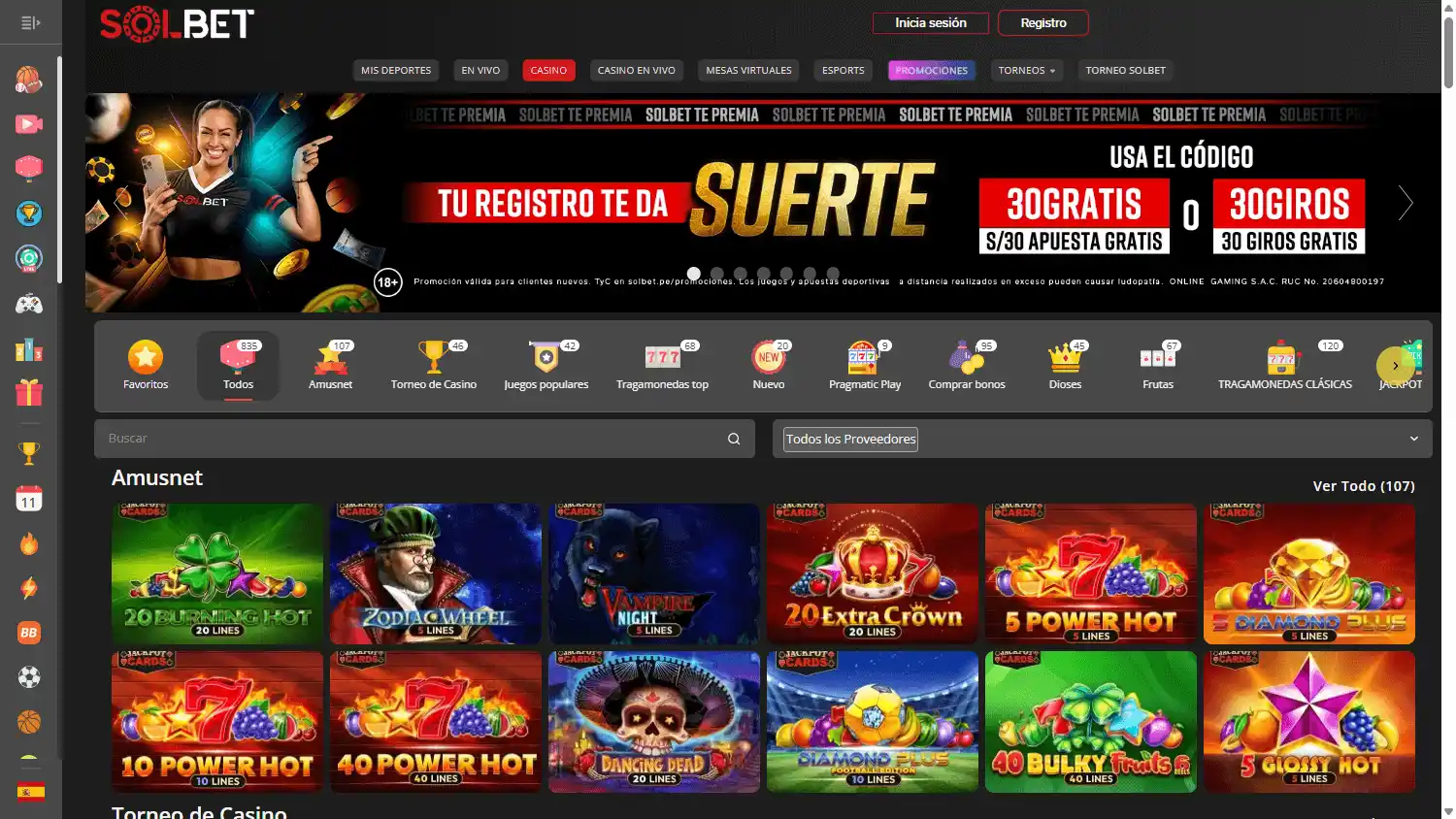 Solbet Casino screenshot 3
