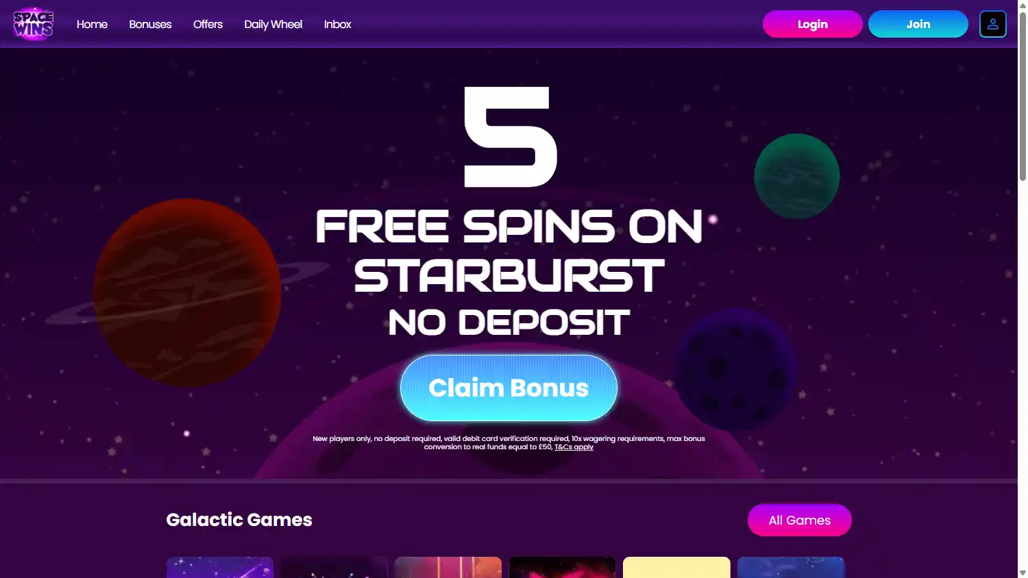 Space Wins Casino IE screenshot 2