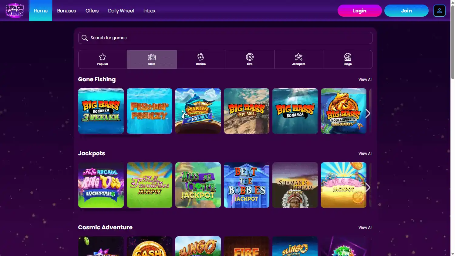 Space Wins Casino IE screenshot 3