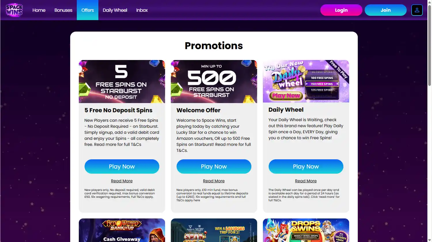 Space Wins Casino IE screenshot 4