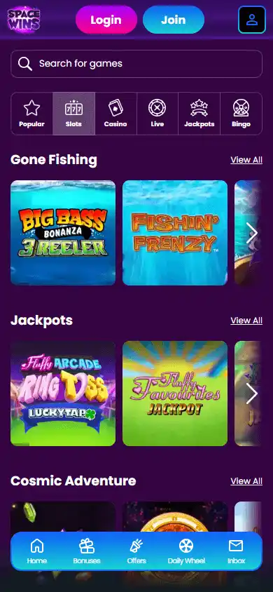 Space Wins Casino IE screenshot 6