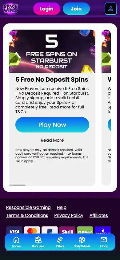 Space Wins Casino IE screenshot 7