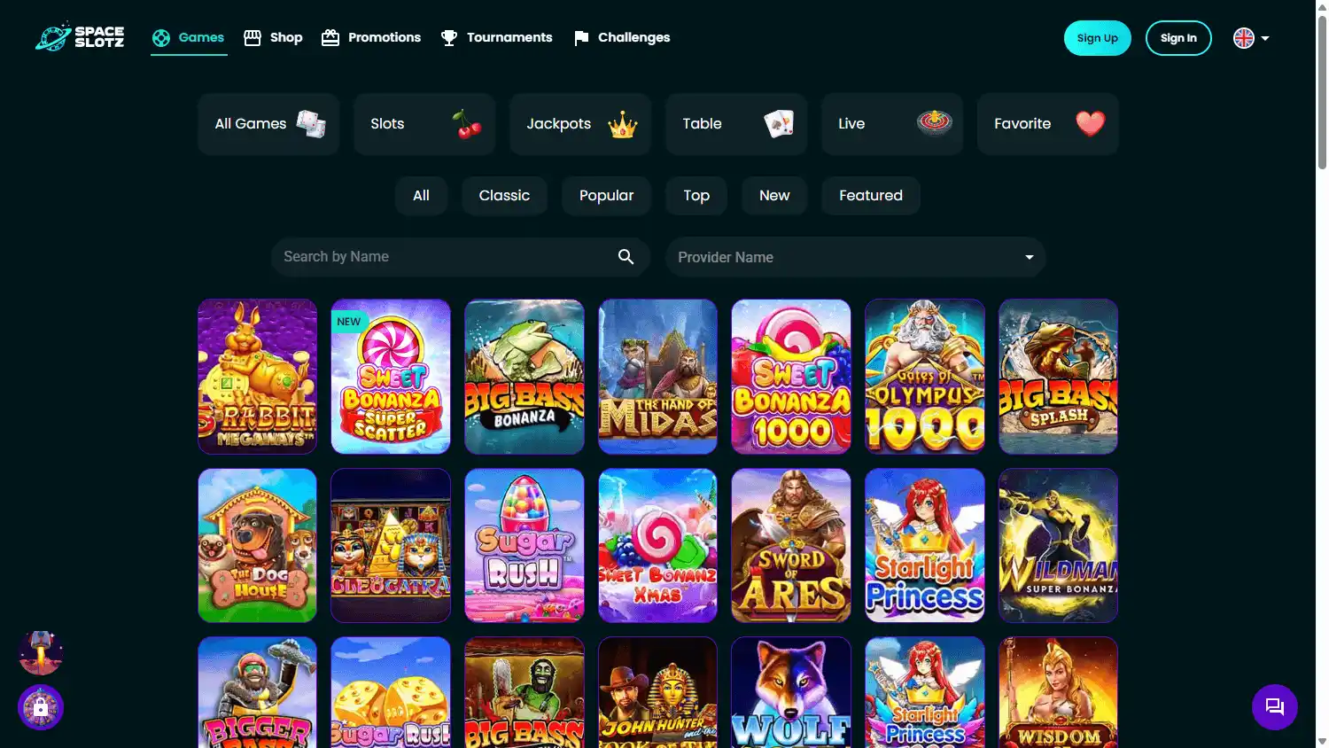 Spaceslotz Casino screenshot 2