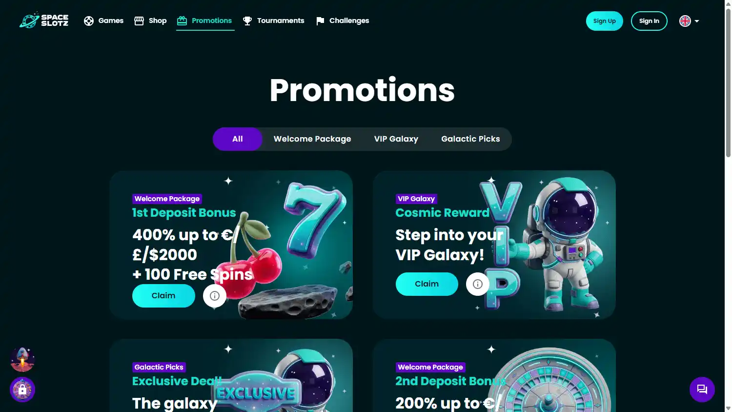 Spaceslotz Casino screenshot 3