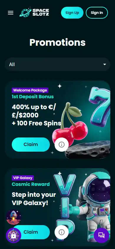 Spaceslotz Casino screenshot 6