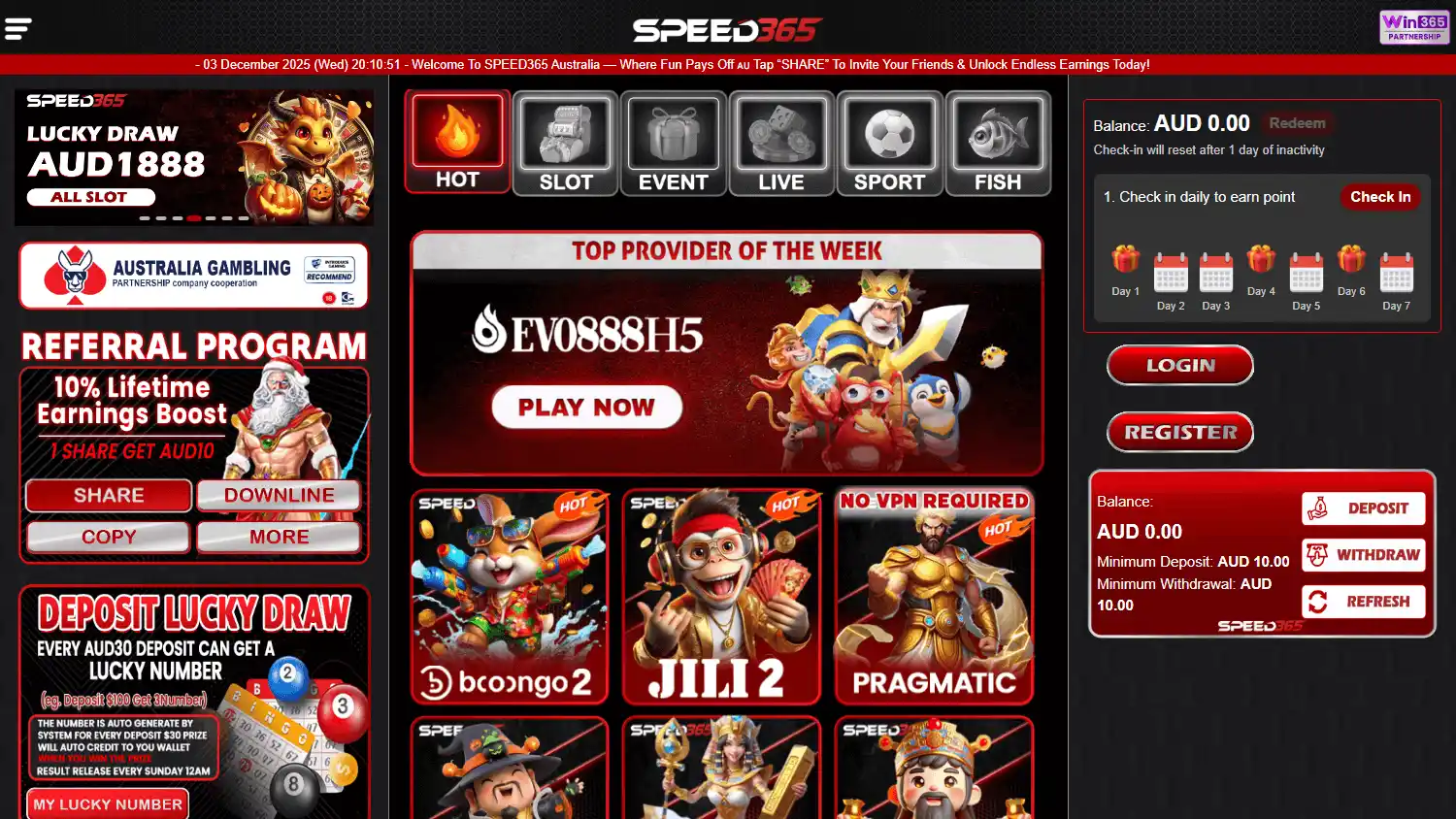 Speed365 Casino screenshot 1