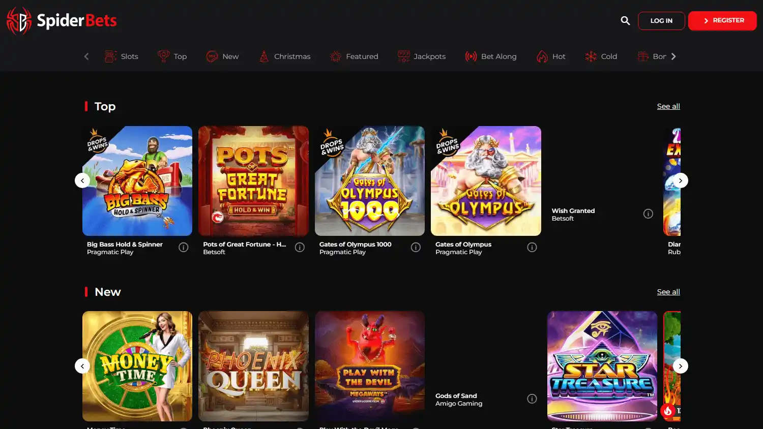 SpiderBets Casino screenshot 1
