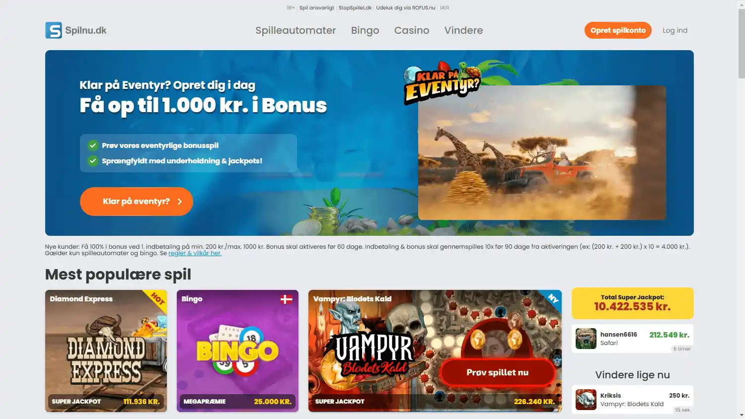 Spilnu Casino screenshot 1