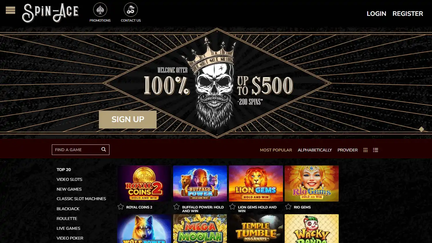 Spin-Ace Casino screenshot 1