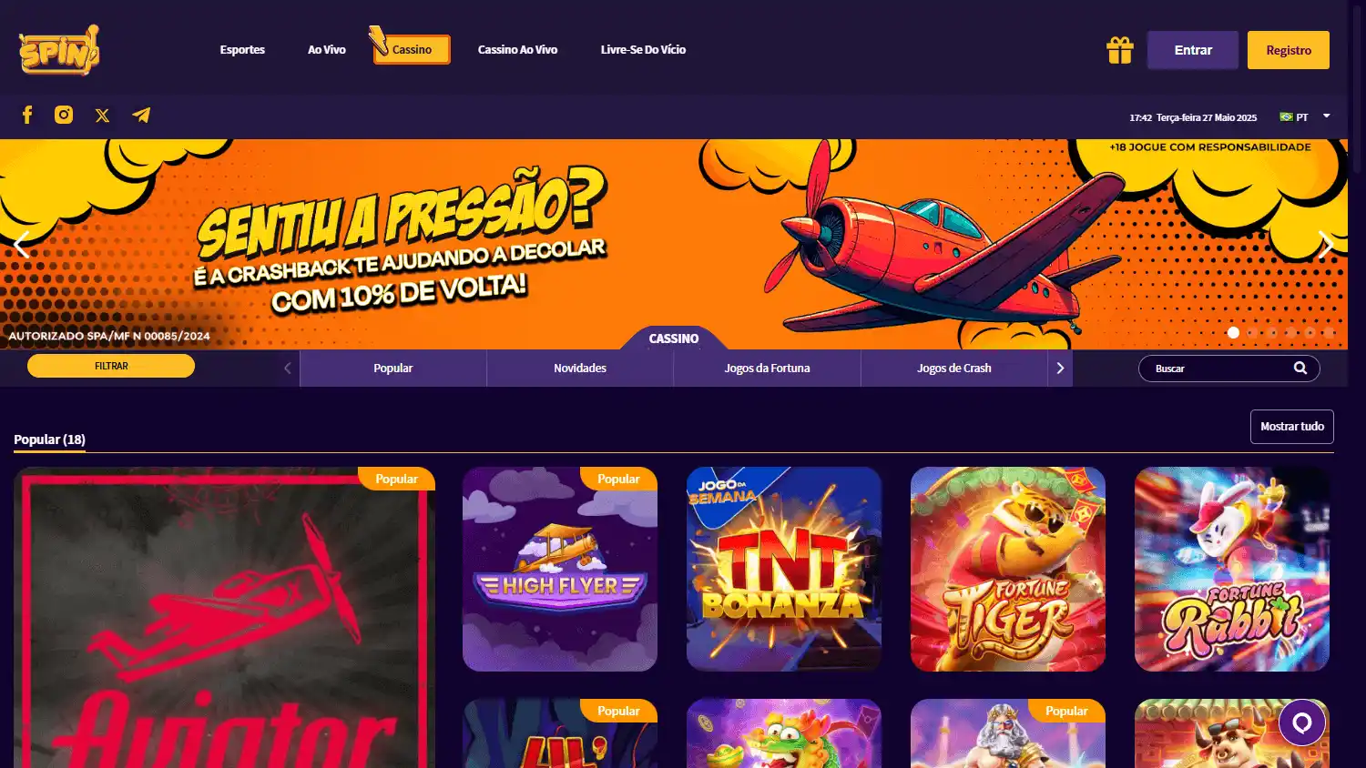 Spin.bet.br Casino screenshot 2