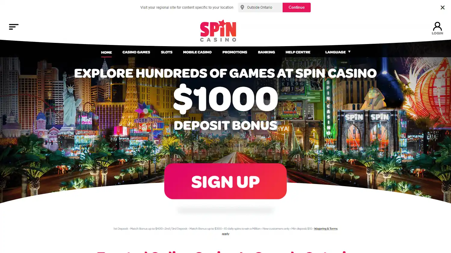 Spin Casino Ontario screenshot 1