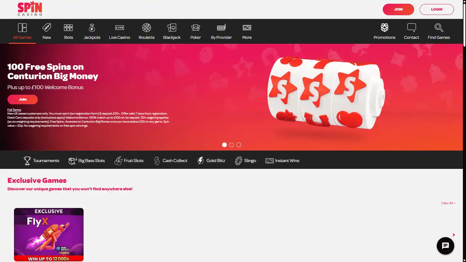 Spin Casino UK screenshot 1