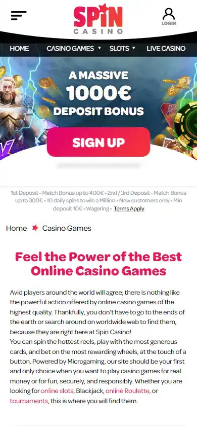 Spin Casino UK screenshot 6