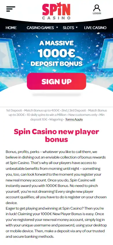 Spin Casino UK screenshot 7
