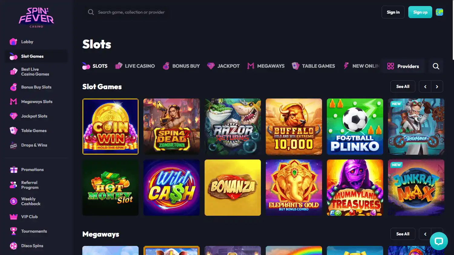 Spin Fever Casino screenshot 2