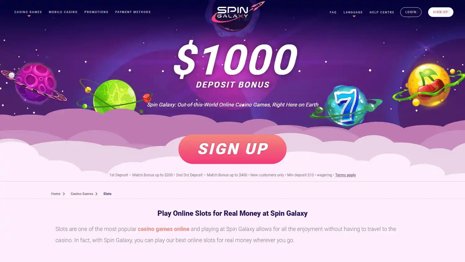 Spin Galaxy Casino screenshot 1