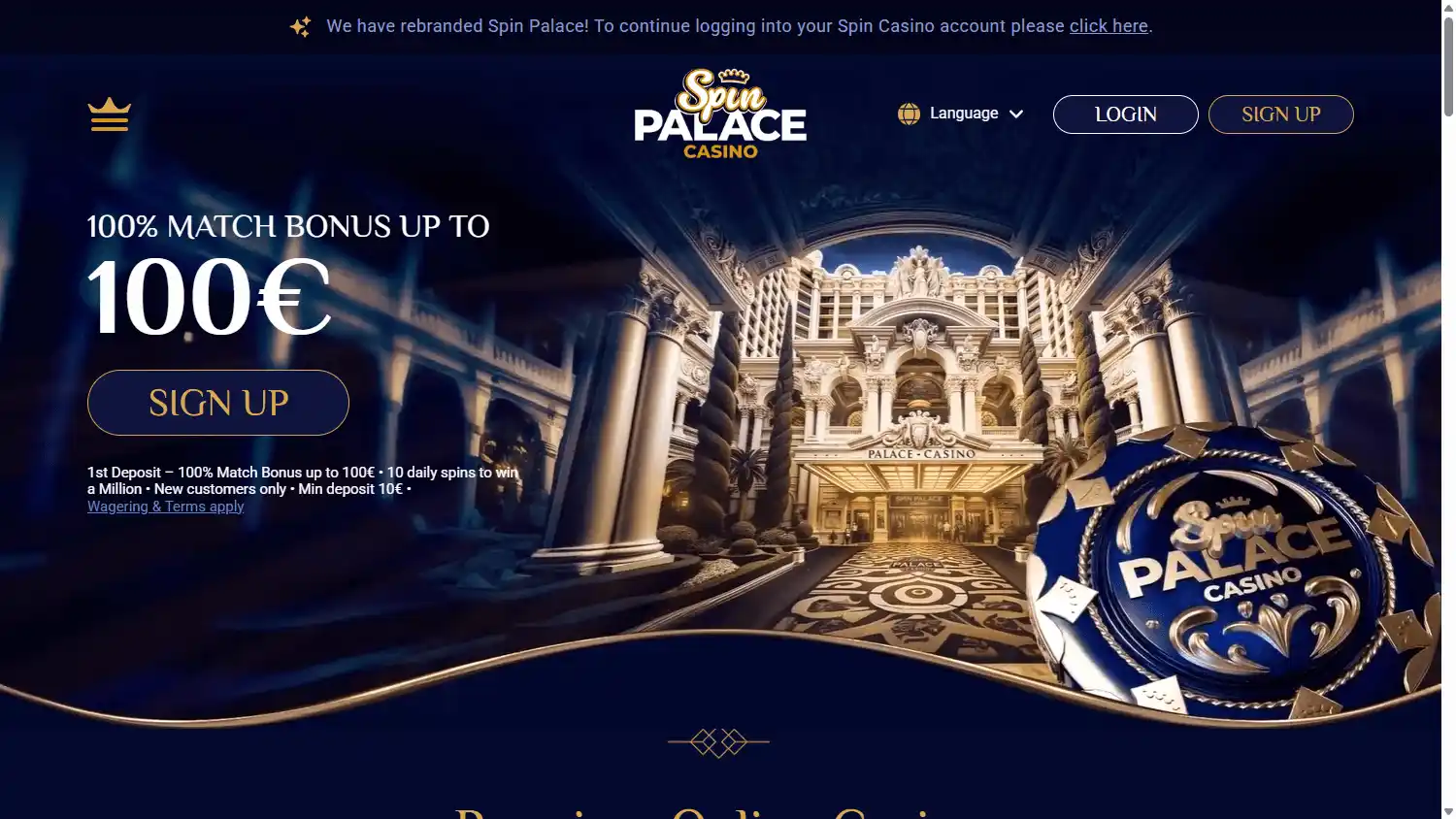 Spin Palace Casino screenshot 1