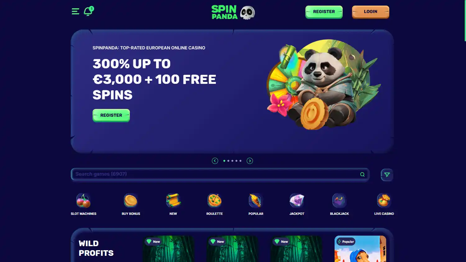 SpinPanda Casino screenshot 1