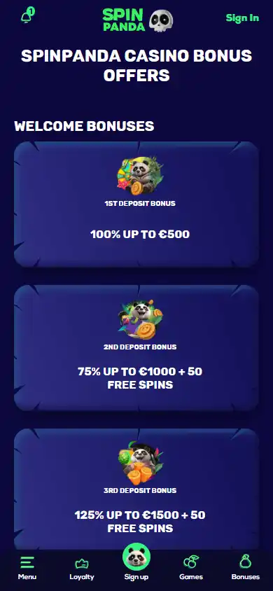 SpinPanda Casino screenshot 6