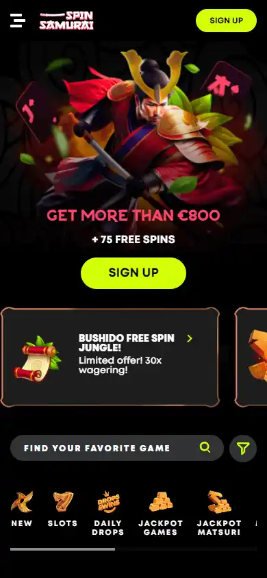 Spin Samurai Casino screenshot 4