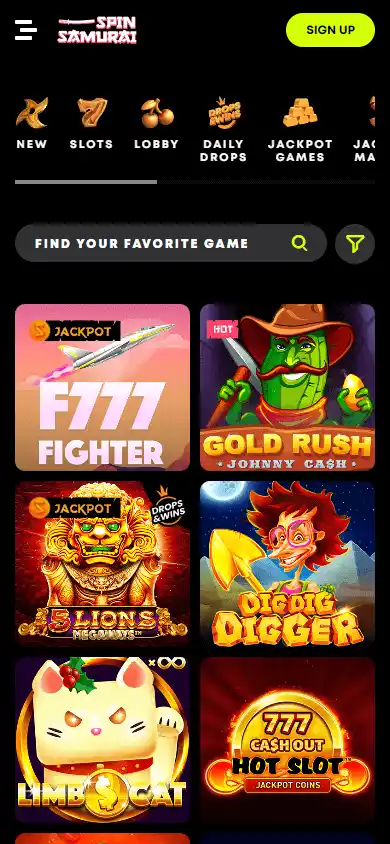 Spin Samurai Casino screenshot 5
